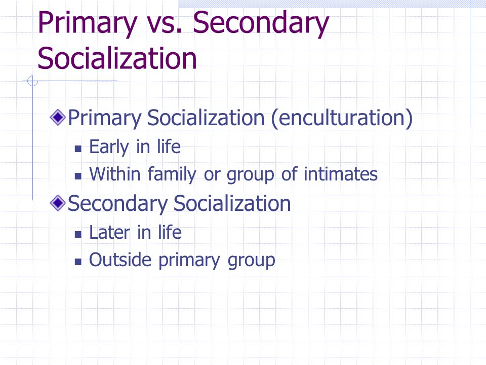 Primary and secondary socialisation